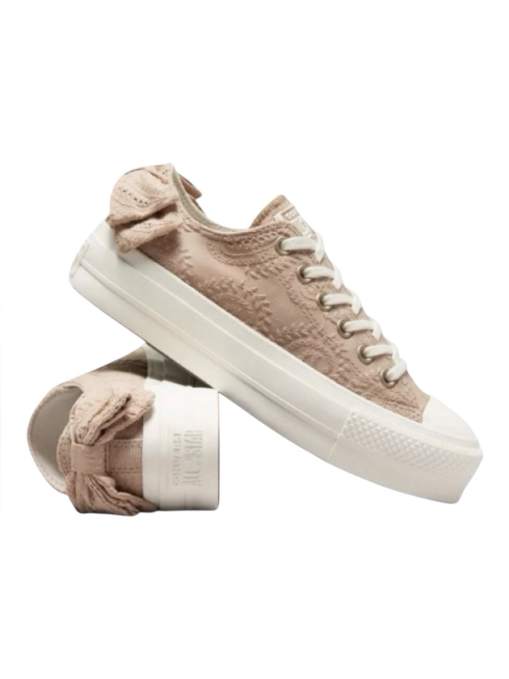 Converse Allstars Platform Cream Embroidered Paisley Oxford Sneakers 9